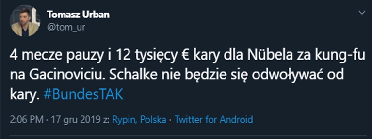 TAKĄ KARĘ dostał Nübel za brutalne wejście!